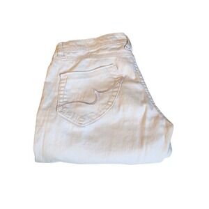 Nuluv White Denim Jeans Size 11 Stretch Cotton Blend Embroidered Back Pockets 32